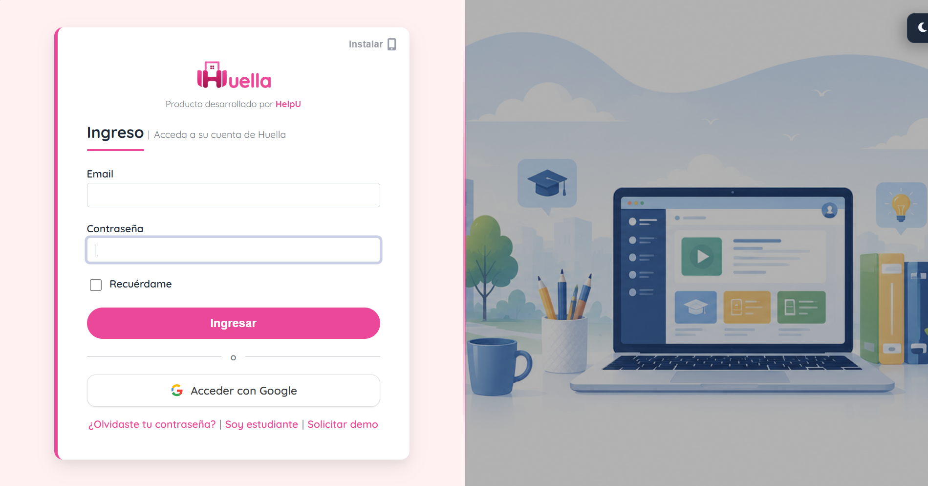 Vista de Huella con estilo Rosa